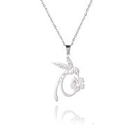 Dreamtimes Hummingbird Cardinal Pendant Necklace for Women Dainty Bird Flower Jewelry Strong Brave Free Hummingbird Necklace Gifts (SILVER)