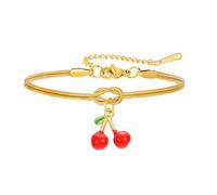 Dreamtimes Infinity Knot Bracelet Stainless Steel Cherry Bracelets for Women Eternal Love & Happiness Gift Adjustable Cute Summer Fruit Jewellery for Everyday Use, Mittelgroße, Stainless Steel, No