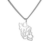 Dreamtimes Iran Map Pendant Necklace Peace Dove Olive Branch Persian Calligraphy Necklaces Stainless Steel Persian-Inspired Jewelry, M, Stainless Steel, No Gemstone