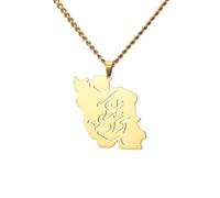Dreamtimes Iran Map Pendant Necklace Peace Dove Olive Branch Persian Calligraphy Necklaces Stainless Steel Persian-Inspired Jewelry, M, Stainless Steel, No Gemstone