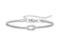 Dreamtimes Knot Love Bracelet for Women Forever Love Knot Infinity Bracelet for Couples Dainty Forever Infinity Stainless Steel Bracelet Friendship Jewellery Gifts, M, Stainless steel, No