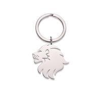 Dreamtimes Lion with Crown King Keychain for Men Stainless Steel Lion Punk Rock Keychain Bag Car Key Pendant Keychain, Silver-2, M