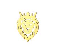 Dreamtimes Lion With King Crown Brooch pins for Men Punk Animal Stainless Steel Brooch pins Men's Tie Buckle Fashion Jewelry Gothic Punk Rock Mens Brooch pins (Gold)