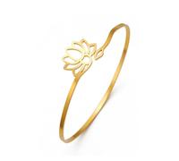 Dreamtimes Lotus Flower Bracelet for Women Encouragement Lotus Flower Adjustable Bracelet Vintage Jewelry Buddha Yoga Bracelet Stainless Steel Cuff Bangle (Gold)