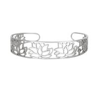 Dreamtimes Lotus Open Cuff Bangle Bracelet Stainless Steel lotus bracelet Elegant Hollow Carved Adjustable Bracelet for Women Boho Floral Jewelry Gift, M, Stainless Steel, no gemstone
