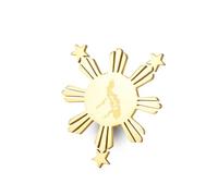 Dreamtimes Philippines Sun & Map Lapel Pin Brooch Filipino Pride 8 Rays Symbol 3 Stars Metal Badge for Suit Jacket Hat Backpack, M, Stainless Steel, no gemstone