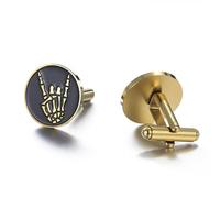 Dreamtimes Rock Skull Hand Cufflinks Halloween Shirt Cufflinks Figurine Sign Language Cuff Links Rock On Hand Gesture Stainless Steel Novelty Cuff Links for Men, M, Stainless Steel, no gemstone