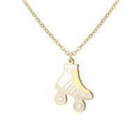 Dreamtimes Roller Skate Pendant Necklace Roller Skating Necklace Colorful Stainless Steel Skating Charm Sports Pendant Necklaces Inspirational Jewelry Gift for Women Skate Lover, M, Stainless Steel