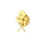Dreamtimes Smiley Face Figurine Sign Language Brooch pins for Women Men Stainless Steel Finger Stickman Trend Couple Brooch Pin Punky and quirky Brooch Pin (Gold)