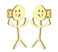 Dreamtimes Smiley Face Figurine Sign Language Earrings for Women Men Stainless Steel Finger Stickman Trend Couple Earrings Punky and quirky earrings (Gold)