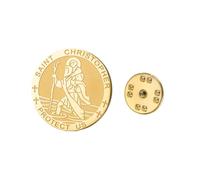 Dreamtimes St Christopher Brooch Pin for Travelers Catholic Religious Medal Lapel Pin for Men Women Christian Saint of Safe Travels Patron Protector Badge for Drivers Motorcyclists Sailors (Gold)