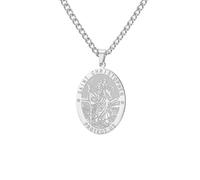 Dreamtimes St Christopher Necklace Bible Verse Pendant Medal Pendant Protection Religious Amulet Jewelry For Men Women Guardian Travel Protection Gift, M, Stainless Steel, No Gemstone