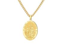 Dreamtimes St Christopher Necklace Bible Verse Pendant Medal Pendant Protection Religious Amulet Jewelry For Men Women Guardian Travel Protection Gift, M, Stainless Steel, No Gemstone