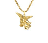 Dreamtimes St Michael the Archangel Necklace for Men Saint Michael Necklace | Stainless Steel Retro Angel Exorcism Protect St Michael Pendant Amulet Jewelry for Confirmation Baptism Anniversary