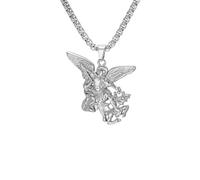 Dreamtimes St Michael the Archangel Necklace for Men Saint Michael Necklace | Stainless Steel Retro Angel Exorcism Protect St Michael Pendant Amulet Jewelry for Confirmation Baptism Anniversary