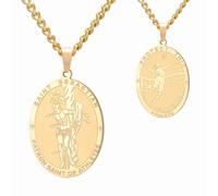Dreamtimes St Sebastian Medal Necklace for Men Women Stainless Steel Religious Patron Saint of Athletes Catholic Necklace Gift for Him Her, medium, Stainless Steel, No Gemstone