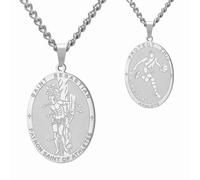 Dreamtimes St Sebastian Medal Necklace for Men Women Stainless Steel Religious Patron Saint of Athletes Catholic Necklace Gift for Him Her, medium, Stainless Steel, No Gemstone