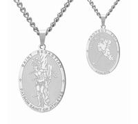 Dreamtimes St Sebastian Medal Necklace for Men Women Stainless Steel Religious Patron Saint of Athletes Catholic Necklace Gift for Him Her, medium, Stainless Steel, No Gemstone