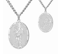 Dreamtimes St Sebastian Medal Necklace for Men Women Stainless Steel Religious Patron Saint of Athletes Catholic Necklace Gift for Him Her, medium, Stainless Steel, No Gemstone