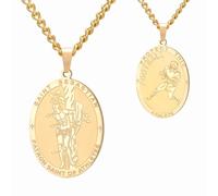 Dreamtimes St Sebastian Medal Necklace for Men Women Stainless Steel Religious Patron Saint of Athletes Catholic Necklace Gift for Him Her, medium, Stainless Steel, No Gemstone