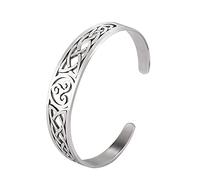 Dreamtimes Stainless Steel Nordic Viking Triskele Symbol Irish Celtic Knot Cuff Bracelet Bangle Vintage Amulet Jewelry Gifts for Women Men Teens