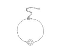 Dreamtimes Star of David Bracelet Stainless Steel Hexagram Pendant Jewish Bracelet FaithHeart Star of David Jewish Jewelry for Women Mens (SILVER)
