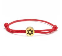 Dreamtimes Star of David Nautical Bracelet Handmade Stainless Steel Hexagram Pendant Jewish Star of David Bracelet Lucky Protection Jewelry for Women Mens (Red)