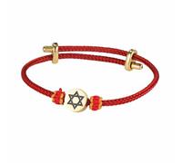 Dreamtimes Star of David Nautical Bracelet Handmade Stainless Steel Hexagram Pendant Jewish Star of David Bracelet Lucky Protection Jewelry for Women Mens (Red-1)