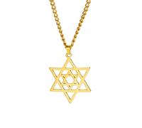 Dreamtimes Star of David Necklaces Stainless Steel Hexagram Pendant Jewish Necklaces FaithHeart Star of David Jewish Jewelry for Women Mens (GOLD)