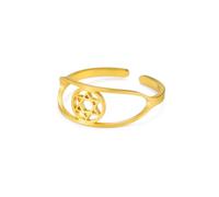 Dreamtimes Star of David Rings Stainless Steel Adjustable Open Rings Hexagram Jewish Ring Star of David Jewish Jewelry for Women Mens (GOLD)