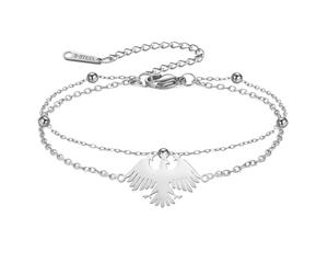 Dreamtimes Strength of Syria Eagle Bracelet for Women Men Adjustable Stainless Steel Syrian Eagle Symbol Bracelet for Independence & Pride Middle Eastern Eagle Symbol Jewelry, M, Stainless Steel, no