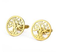 Dreamtimes Tuxedo Cufflinks for Men Tree of Life Men's Round Cuff Links with Family Tree Business Wedding Groomsmen Gifts Suit Shirt Accessories Cufflinks for Men Father (GOLD-1)