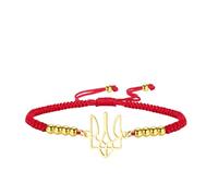 Dreamtimes Ukrainian Symbol Bracelet for Women Ukraine Bracelet for Men Ukraine Trident Inspired Gifts Ukrainian Remembrance Jewelry (Red-G)
