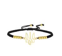 Dreamtimes Ukrainian Symbol Bracelet for Women Ukraine Bracelet for Men Ukraine Trident Inspired Gifts Ukrainian Remembrance Jewelry (Black-G)