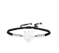 Dreamtimes Ukrainian Symbol Bracelet for Women Ukraine Bracelet for Men Ukraine Trident Inspired Gifts Ukrainian Remembrance Jewelry (Black-S)
