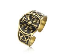 Dreamtimes Viking Rings for Men Nordic Viking Runes Vegvisir Compass Amulet Ring Nordic Symbol Vintage Jewellery for Women, Stainless Steel, No Gemstone