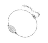 Dreamtimes Virgin Mary Bracelet Rosary Beads Cross Bracelets Religious Baptism Dainty Virgen de Guadalupe Bracelets Catholic Jewellery Gifts for Her, Mittelgroße, Stainless Steel, No Gemstone