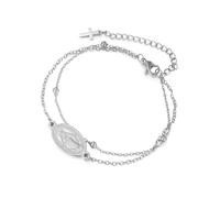 Dreamtimes Virgin Mary Bracelet Rosary Beads Cross Bracelets Religious Baptism Dainty Virgen de Guadalupe Bracelets Catholic Jewellery Gifts for Her, Mittelgroße, Stainless Steel, No Gemstone