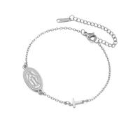 Dreamtimes Virgin Mary Bracelet Rosary Beads Cross Bracelets Religious Baptism Dainty Virgen de Guadalupe Bracelets Catholic Jewellery Gifts for Her, Mittelgroße, Stainless Steel, No Gemstone