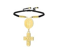 Dreamtimes Virgin Mary Cross Pendant Bracelet Handmade Saint Christopher Crucifix Bracelet Stainless Steel Religious Gift for Men Women, M, Stainless Steel, Not applicable