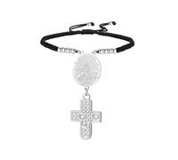 Dreamtimes Virgin Mary Cross Pendant Bracelet Handmade Saint Christopher Crucifix Bracelet Stainless Steel Religious Gift for Men Women, M, Stainless Steel, Not applicable