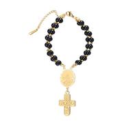 Dreamtimes Virgin Mary Cross Pendant Bracelet Handmade Saint Christopher Crucifix Bracelet Stainless Steel Religious Gift for Men Women, M, Stainless Steel, Not applicable