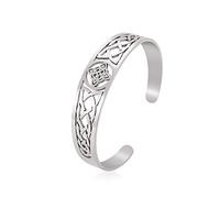 Dreamtimes Witch Knot Bracelet for Women Men Adjustable Open Cuff Bangle Stainless Steel Celtic Quaternary Wiccan Witches Knot Bracelet Witchcraft Amulet Jewelry (SILVER)