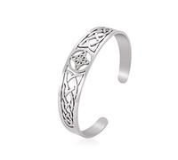 Dreamtimes Witch Knot Bracelet for Women Men Stainless Steel Adjustable Open Cuff Bangle Celtic Quaternary Wiccan Witches Knot Bracelet Witchcraft Amulet Jewelry (SILVER)