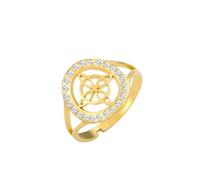 Dreamtimes Witch Knot Ring for Women Stainless Steel Adjustable Open Finger Rings with Clear Zircon Round Wiccan Witch Knot Ring Witchcraft Amulet Jewellery, M, Stainless Steel, No