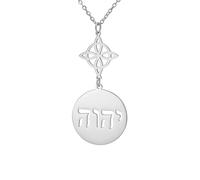 Dreamtimes Witches Knot & Tetragrammaton Pendant Necklace Spiritual Protection Amulet Stainless Steel Necklace Hebrew Yahweh Amulets Religious Jewelry for Women Men, M, Stainless Steel, No Gemstone