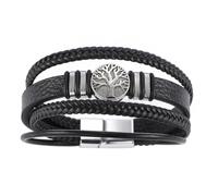 Dreamtimes Yggdrasil World Tree of Life Bracelet Mens Leather Bracelet Multi-Layer Braided Religious Mens Cuff Bracelets Alloy Viking Cuff Bangle for Women Men Father's Day Jewelry (Black)
