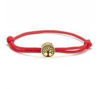 Dreamtimes Yggdrasil World Tree of Life Bracelet Stainless Steel Bracelet Hand Made Rope Chain Adjustable Bracelet Family Tree Jewelry for Women Mens (Red)