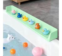 Dreamtop Bathtub Splash Guard for Tub, 2.6FT Play Shelf for Bathing, Toy Tray Caddy Holder for Tub, Silicone Tub Splash Guard Prevent Water Spills in Bathroom (Green)