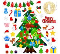 Dreamtop Felt Christmas Tree - 3.28ft Felt Xmas Tree Set, Wall Hanging Velcro Christmas Tree with 32pcs Ornaments LED Lights Tree Banner Home Door Decoration